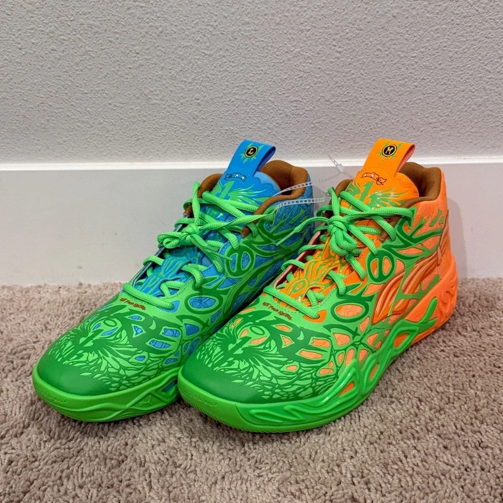 PUMA Mens MB.03 TMNT Sneakers Basketball Slime Mismatched Rare Size 11.5